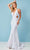 Rachel Allan 70413 - Mermaid Sequined Plunging Gown Special Occasion Dress 00 / White