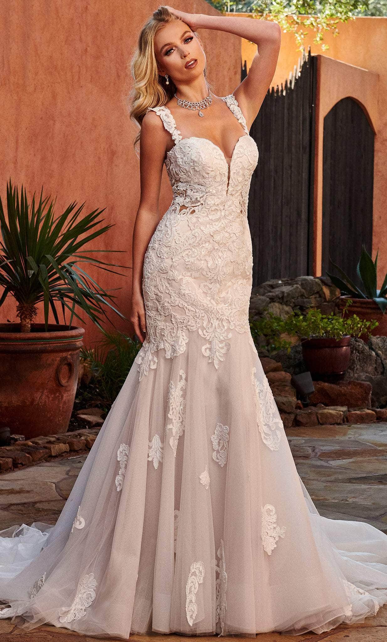 champagne trumpet dress Dressystars Women Champagne Wedding Dress Mermaid/Trumpet Off the Shoulder Bridal Dress
