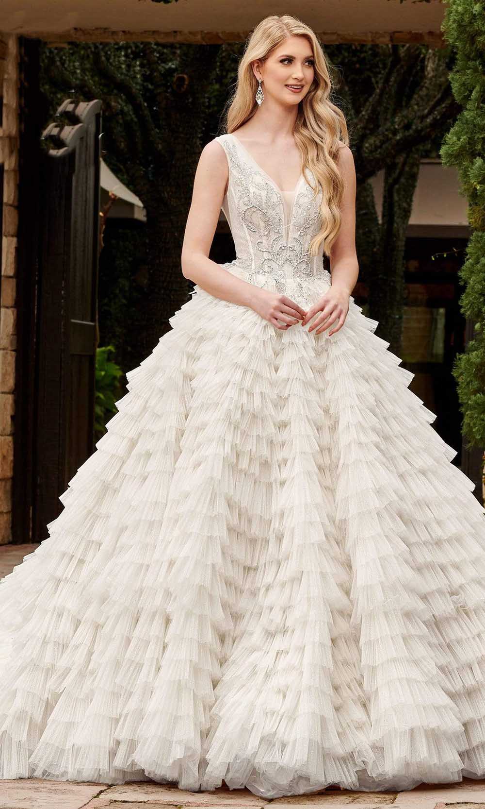 Rachel Allan - M796 Lace Tiered Ruffle Wedding Ballgown Rachel Allan - M796 Lace Tiered Ruffle Wedding Ballgown
