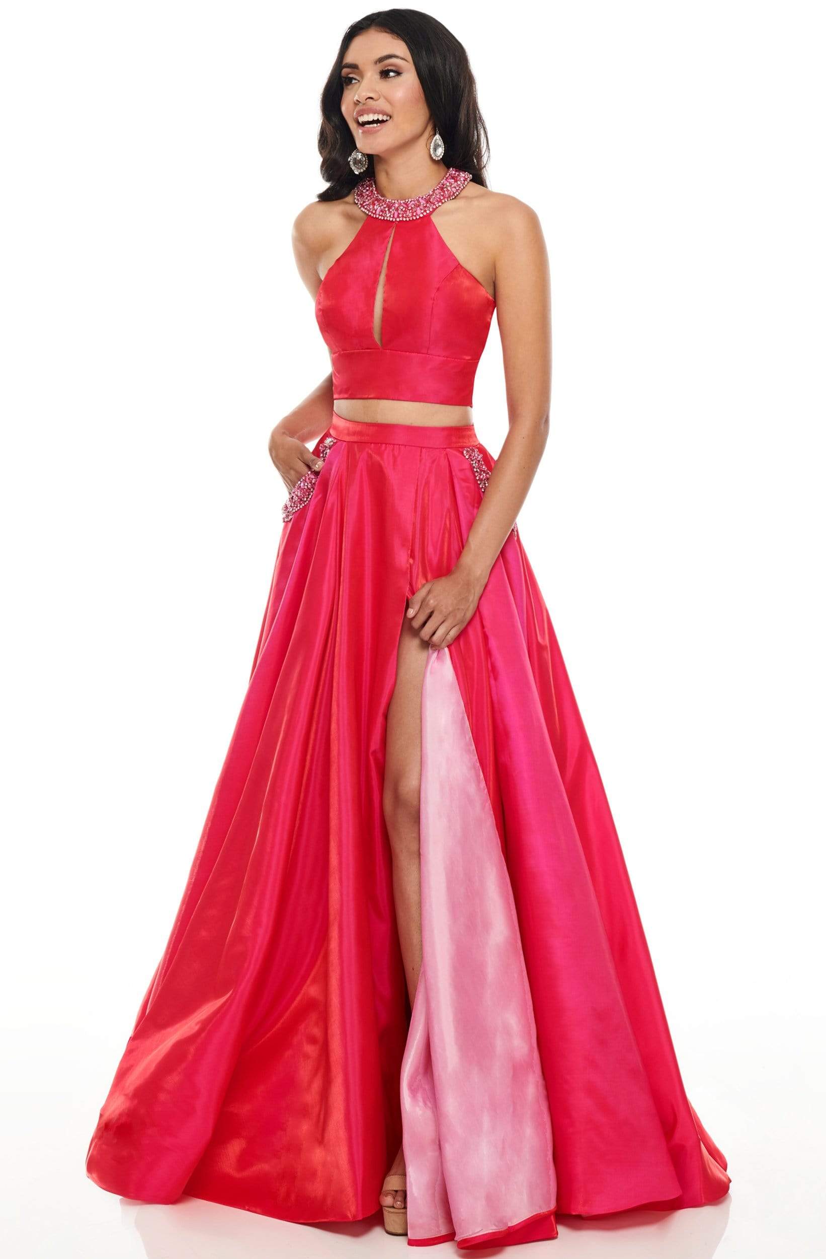 Rachel Allan Prom - 7009 Two Piece Beaded Halter Ballgown Couture Candy Rachel Allan Prom - 7009 Two Piece Beaded Halter Ballgown Couture Candy