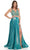 Rachel Allan Prom - 7209 Two Piece Beaded V-Neck Jersey A-Line Gown Prom Dresses 0 / Teal