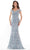Rina Di Montella - RD2740 Off Shoulder Ornate Lace Gown Mother of the Bride Dresess 6 / Light Blue
