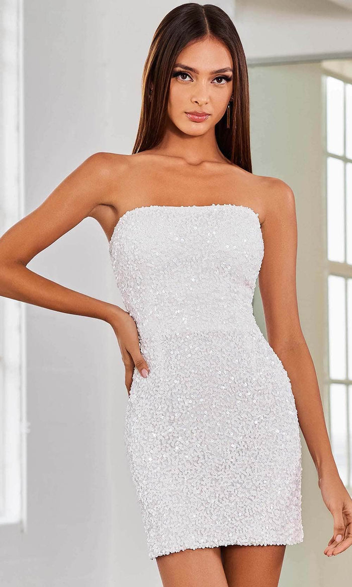 SCALA 60312 - Strapless Cocktail Dress Special Occasion Dress 000 / Ivory