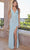 SCALA 60403 - Sequin V-Neck Prom Dress Special Occasion Dress 000 / Sky