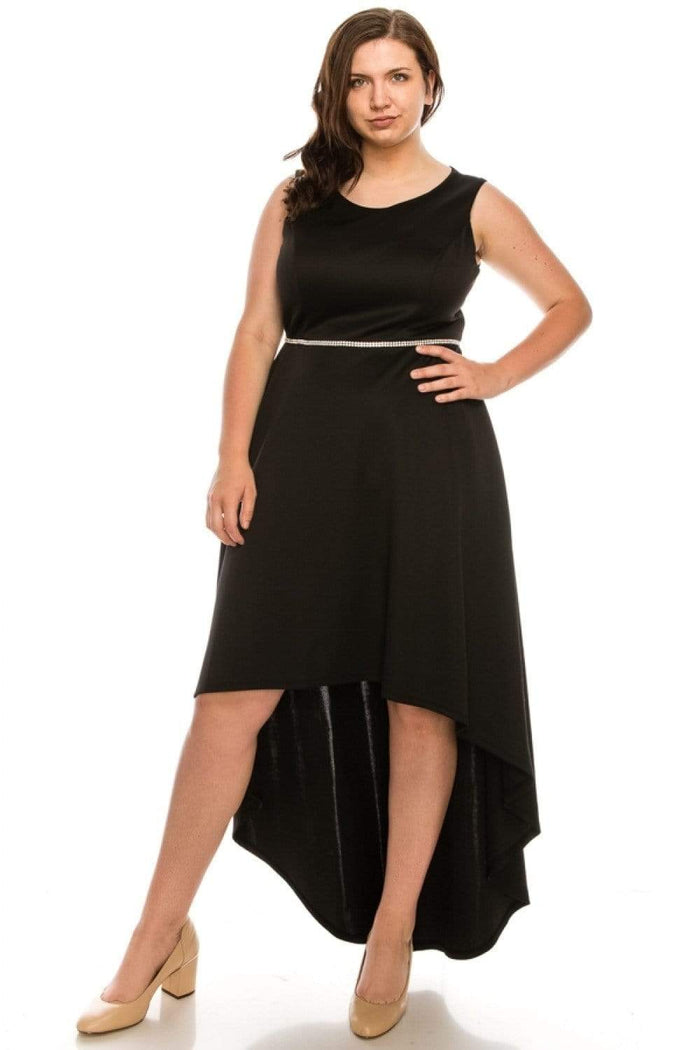 Shelby Nites - N281 Sleeveless Scoop Neck High Low Dress Homecoming Dresses 0 / Black
