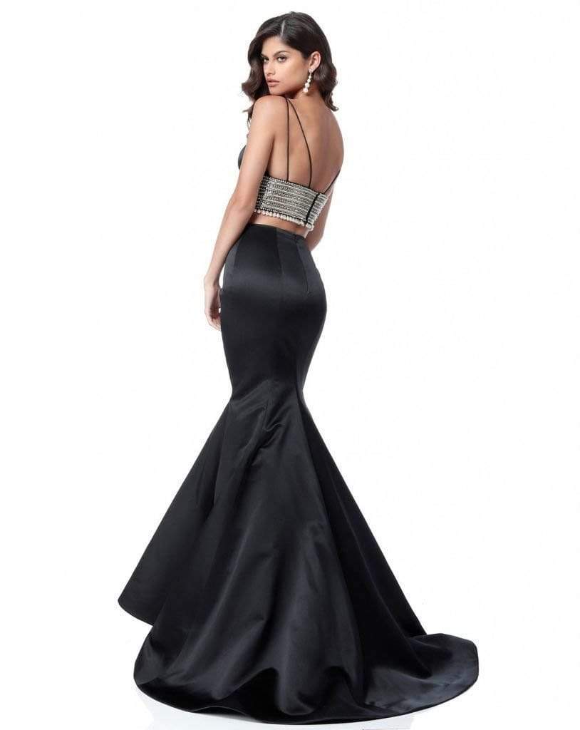 sherri hill black dress two piece Sherri Hill Dresses | Nwt Sherri Hill Black Beaded Halter Two-Piece Prom Gown Dress Maxi Satin | Color: Black | Size: 6