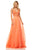 Sherri Hill - 52818 Long Appliqued Illusion Midriff Chiffon Dress Evening Dresses 00 / Dreamcicle