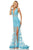 Sherri Hill - 52875 Plunging V-Neck Lace Long Dress Evening Dresses 00 / Light Blue