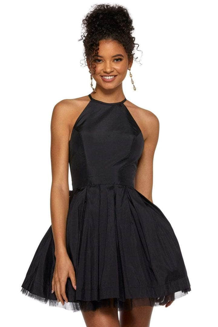 Sherri Hill - 53025 Halter Neck Pleated Cocktail Dress - 1 pc Black In Size 0 Available CCSALE 0 / Black
