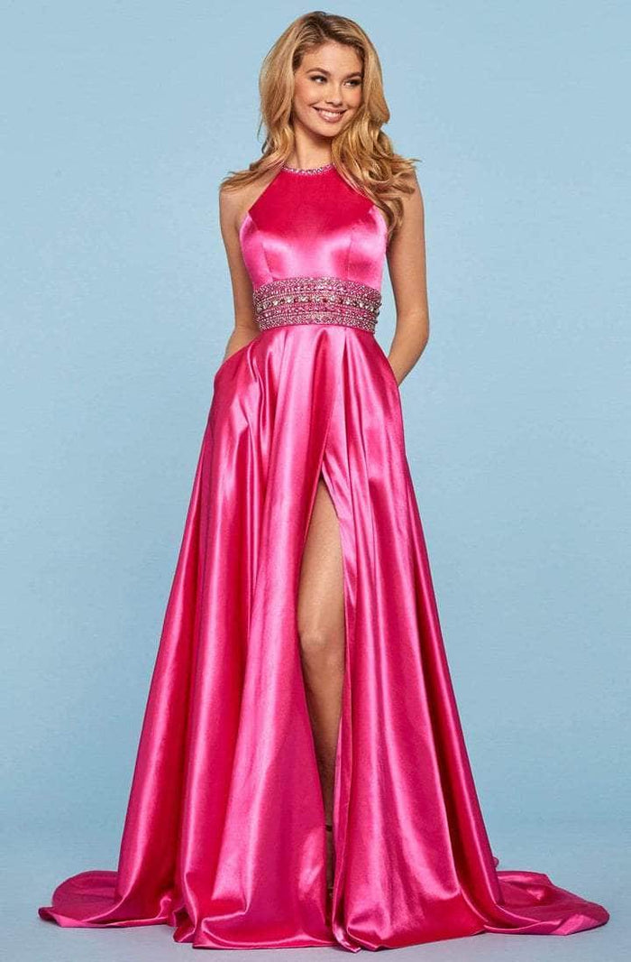 Sherri Hill - 53306 Sleeveless Halter Neck Prom Dress - 1 pc Rose in Size 4 Available CCSALE 4 / Rose