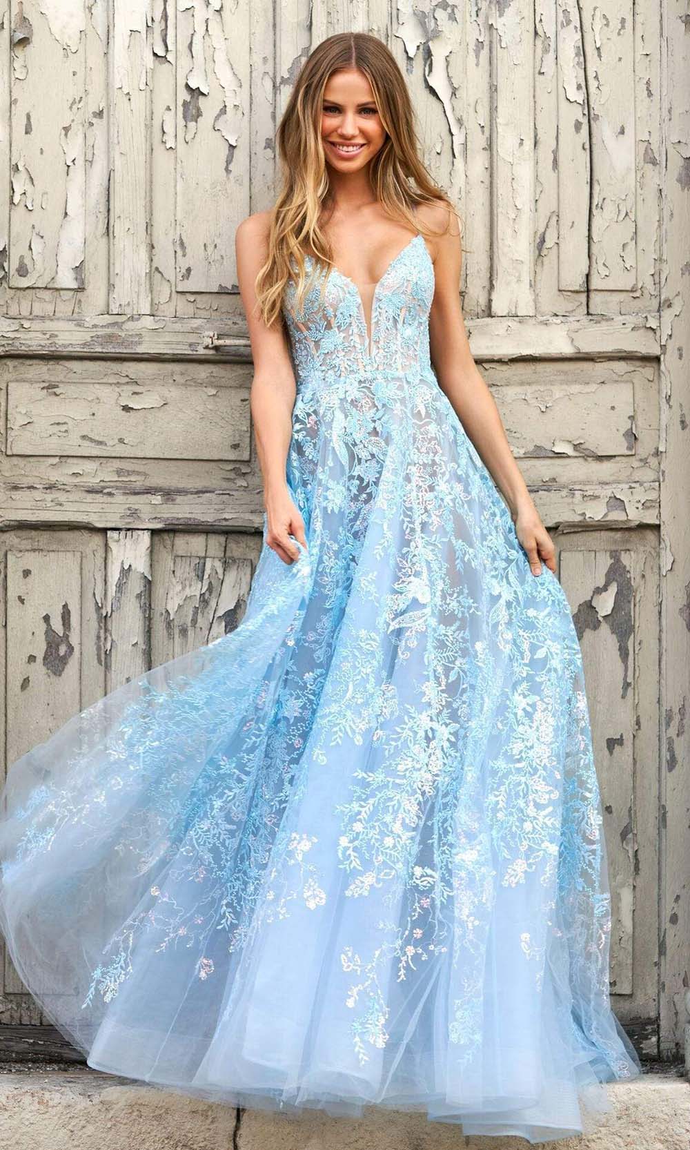 Sherri Hill - 55009 Embroidered Organza Flowy A-line Gown Sherri Hill - 55009 Embroidered Organza Flowy A-line Gown