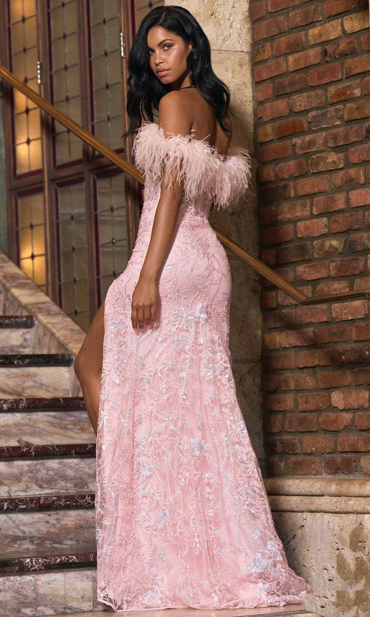 Sherri Hill 55201 - Feathered Off-Shoulder Prom Dress