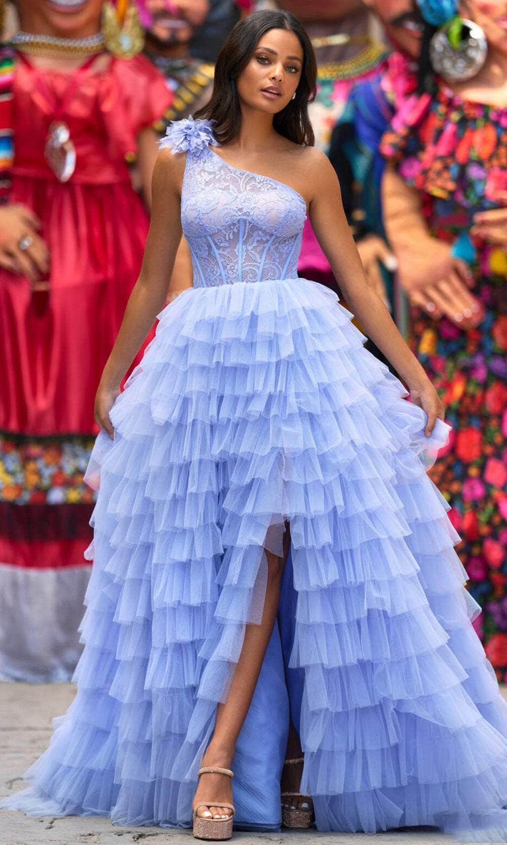 Sherri Hill 55256 - One Sleeve Ruffled Plus Size Prom Gown Sherri Hill 55256 - One Sleeve Ruffled Plus Size Prom Gown