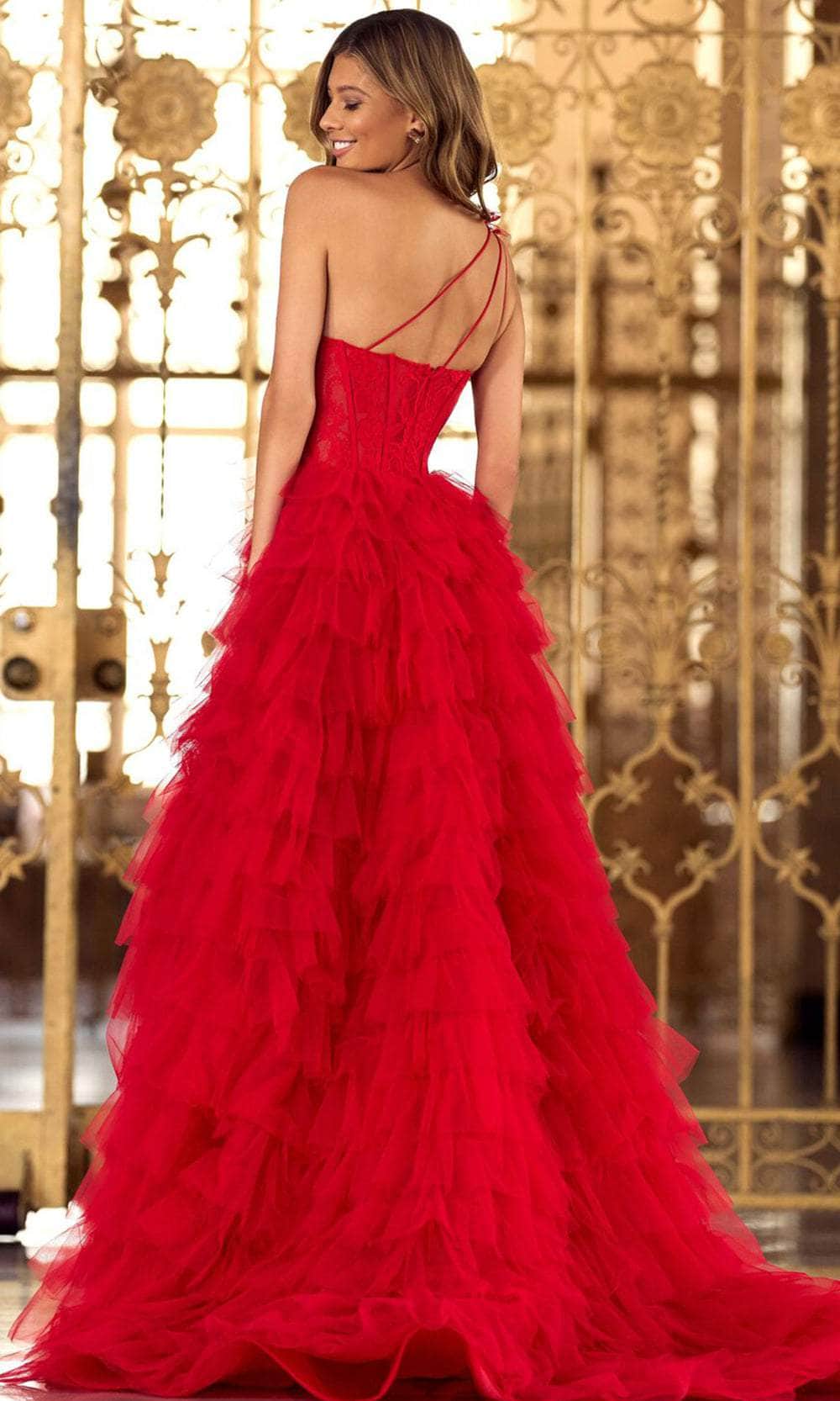 Sherri Hill 55256 - One Sleeve Ruffled Plus Size Prom Gown Sherri Hill 55256 - One Sleeve Ruffled Plus Size Prom Gown