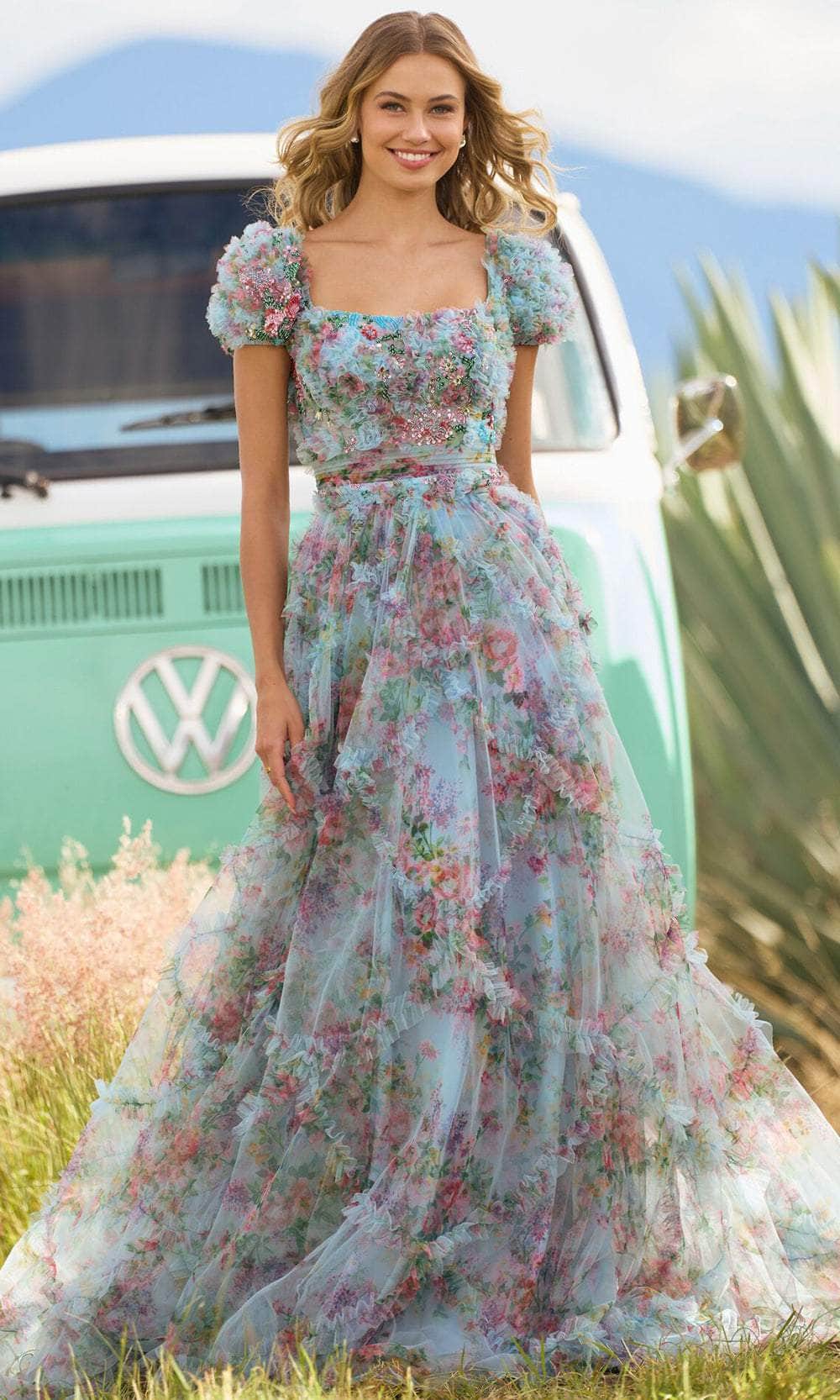 Sherri Hill 55560 Prom Dress - Blush-Print | NewYorkDress Sherri Hill 55560 Prom Dress - Blush-Print | NewYorkDress