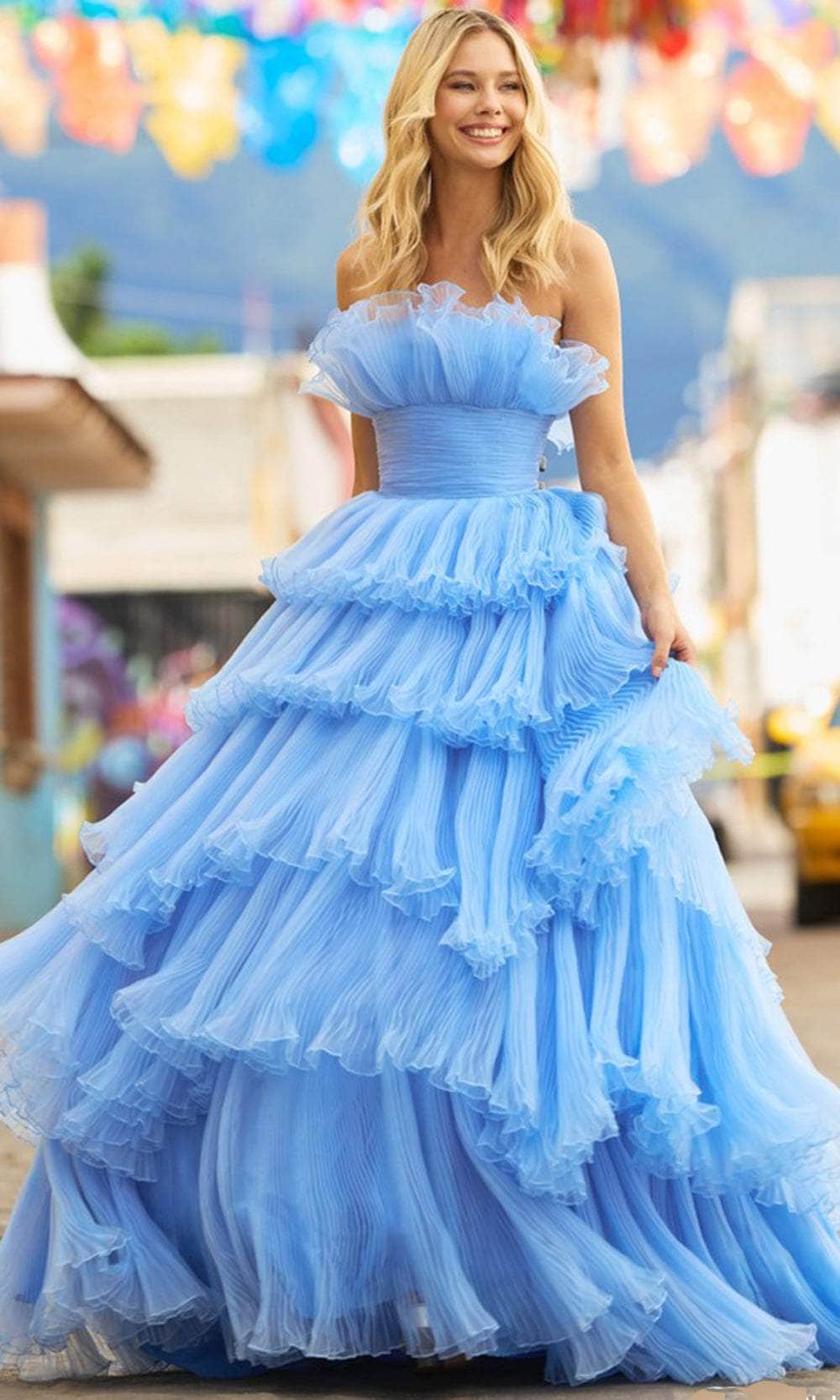 Strapless Dress Sherri Hill Ball Gown Dresses Sherri Hill Strapless Ruffle Floral Prom Dress 57144 Strapless Dress Sherri Hill Ball Gown Dresses Sherri Hill Strapless Ruffle Floral Prom Dress 57144