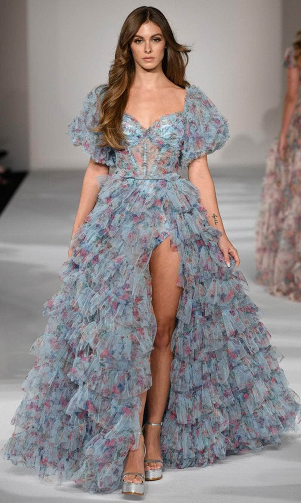 Formal Dresses New York Dresses Sherri Hill Sherri Hill 55618 Tulle Floral Ruffle Body Suit Gown Formal Dresses New York Dresses Sherri Hill Sherri Hill 55618 Tulle Floral Ruffle Body Suit Gown