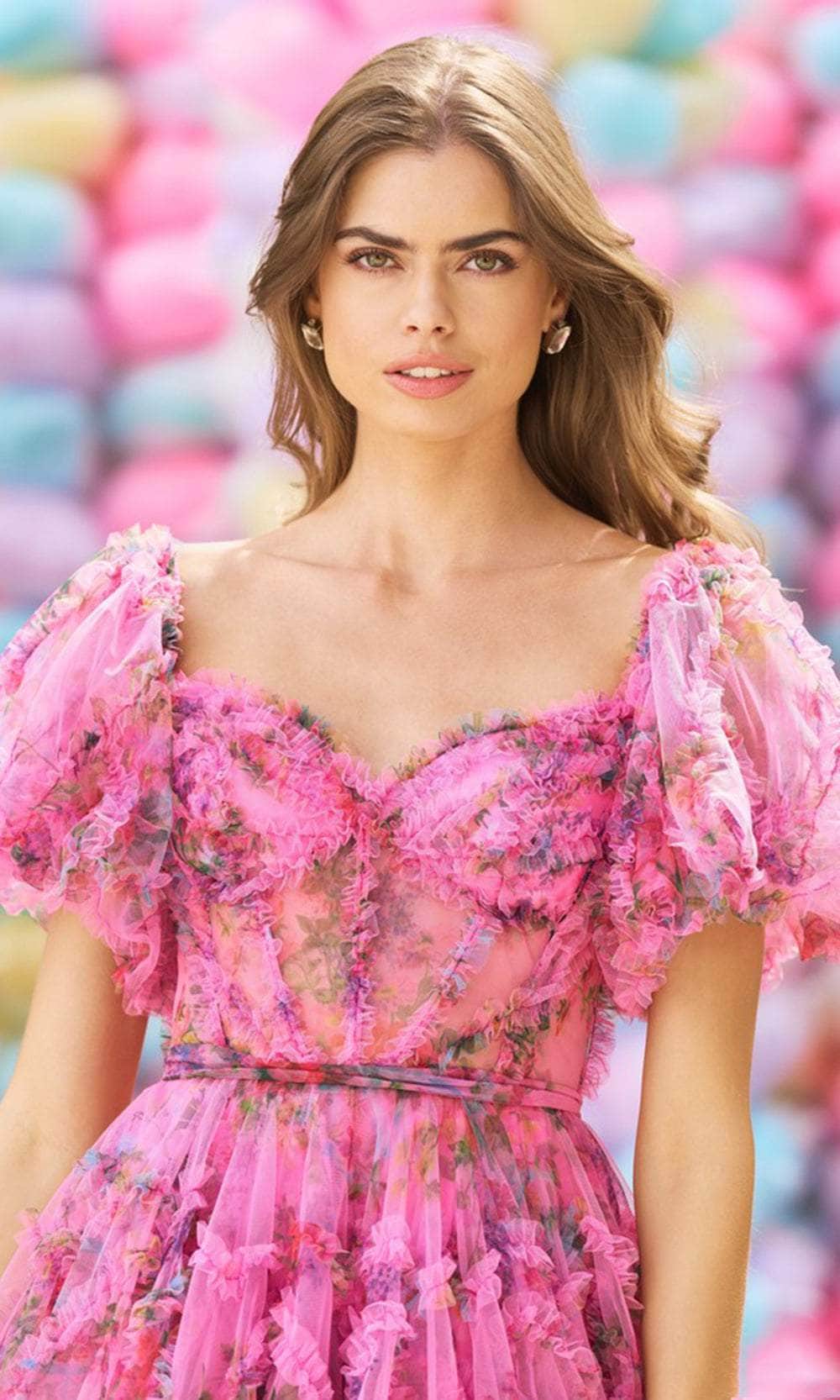 sherri hill pink floral dress short Sherri Hill 56388 - Short Tulle A-Line Dress