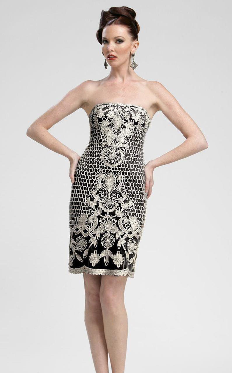 sue wong embroidered sheath dress Sue Wong Ivory Champagne Embroidered Beaded Sheath Dress 6