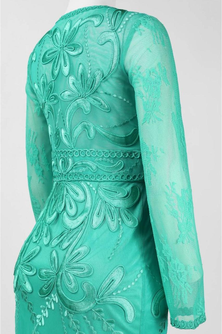 Sue Wong - Floral Embroidered Long Sleeve V-Neck Dress N4516 Couture Candy Sue Wong - Floral Embroidered Long Sleeve V-Neck Dress N4516 Couture Candy