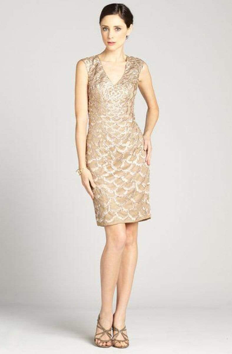 Sue Wong - N2330 Embroidered Scallop Motif Sheath Dress 0 / Beige - Shop Sue Wong dresses on Couture Candy at CoutureCandy.com Sue Wong - N2330 Embroidered Scallop Motif Sheath Dress 0 / Beige - Shop Sue Wong dresses on Couture Candy at CoutureCandy.com