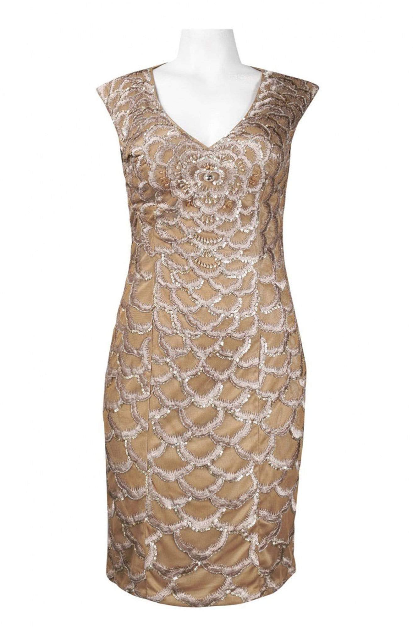 Sue Wong - N2330 Embroidered Scallop Motif Sheath Dress 0 / Beige - Shop Sue Wong dresses on Couture Candy at CoutureCandy.com Sue Wong - N2330 Embroidered Scallop Motif Sheath Dress 0 / Beige - Shop Sue Wong dresses on Couture Candy at CoutureCandy.com