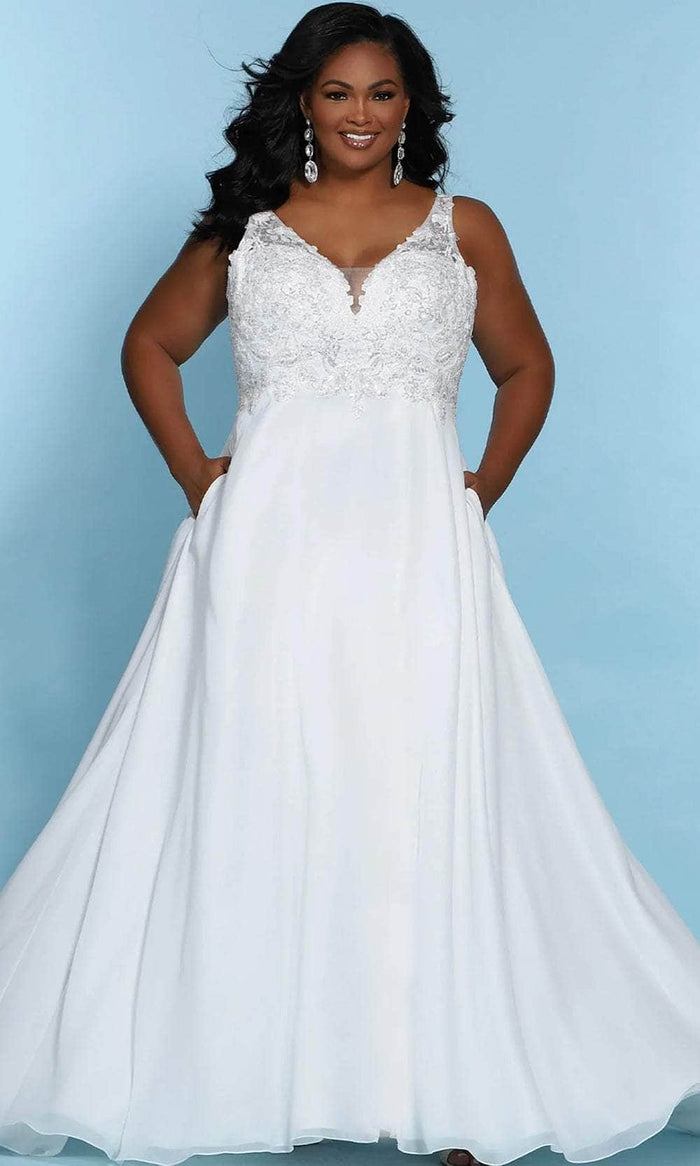 Sydney's Closet Bridal - SC5246 Floral Embroidered A-Line Bridal Dress Wedding Dresses 14 / Ivory
