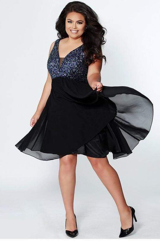 Sydney's Closet - CE1820 Sequined Sleeveless V-Neck Cocktail Dress Couture Candy Sydney's Closet - CE1820 Sequined Sleeveless V-Neck Cocktail Dress Couture Candy