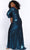 Sydney's Closet - CE2015 V-Neck Shimmer Metallic Chiffon Slit Dress Evening Dresses 14 / Macaw