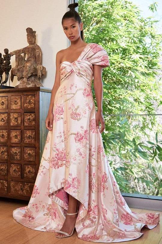 Tadashi Shoji Asymmetrical Ruched A-Line Gown BPM20371L pc