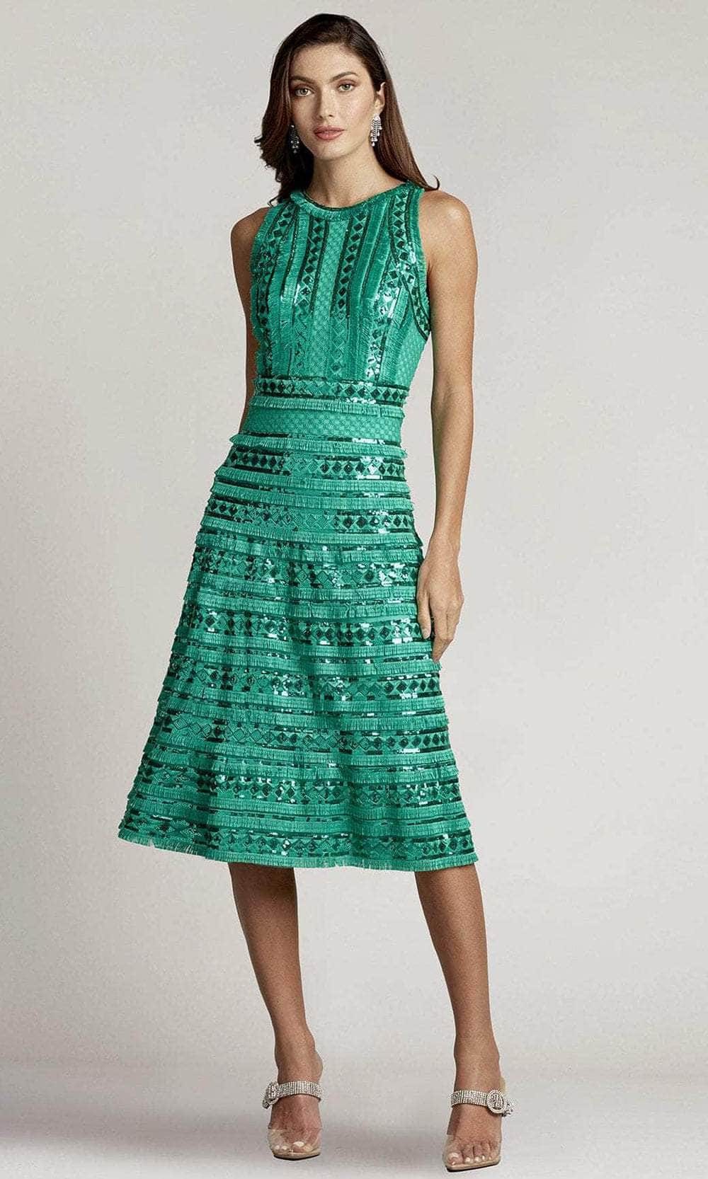 Tadashi Shoji BTZ22248MX - Norma Sequin Fringe Fit & Flare Dress Tadashi Shoji BTZ22248MX - Norma Sequin Fringe Fit & Flare Dress