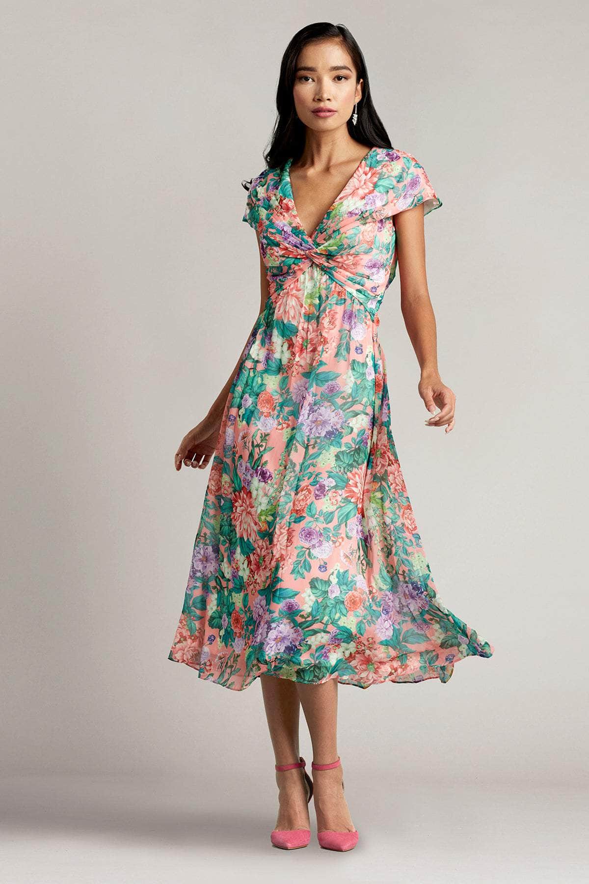 Tadashi Shoji CAY21073MD - Printed Flowy A-line Dress Tadashi Shoji CAY21073MD - Printed Flowy A-line Dress