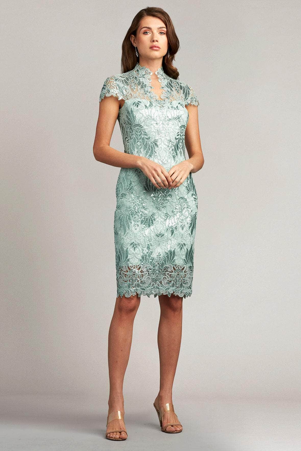 Tadashi Shoji CBD23064M - Chinese Collared Midi Dress Tadashi Shoji CBD23064M - Chinese Collared Midi Dress
