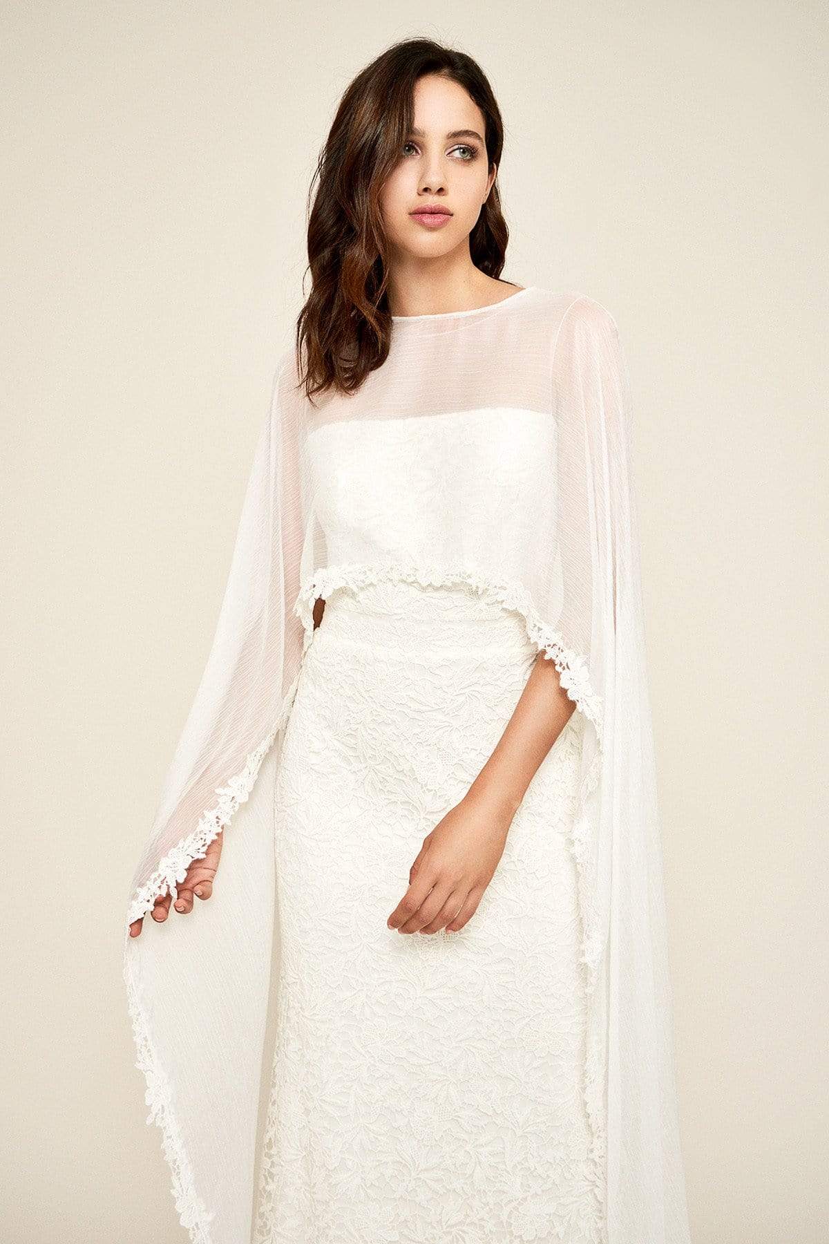 Tadashi Shoji Sassel Layered Lace Gown - White Tadashi Shoji Sassel Layered Lace Gown - White
