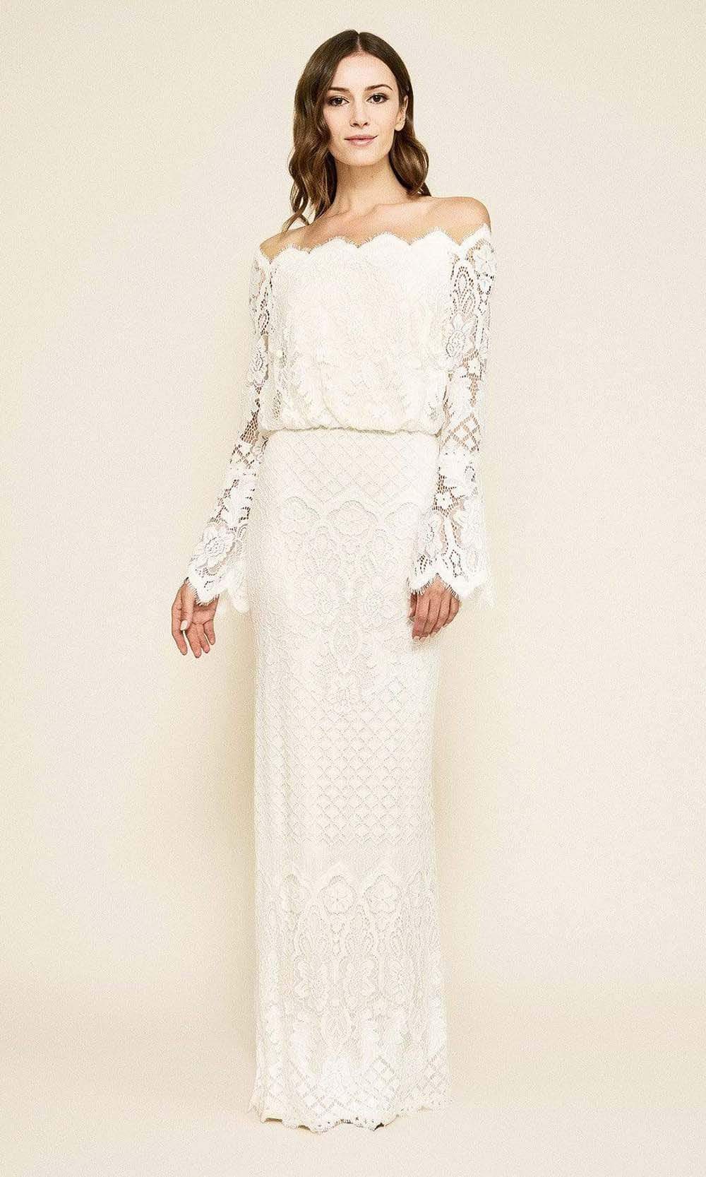 Tadashi Shoji - Izumi Bell Sleeve Off-the-Shoulder Lace Gown Tadashi Shoji - Izumi Bell Sleeve Off-the-Shoulder Lace Gown