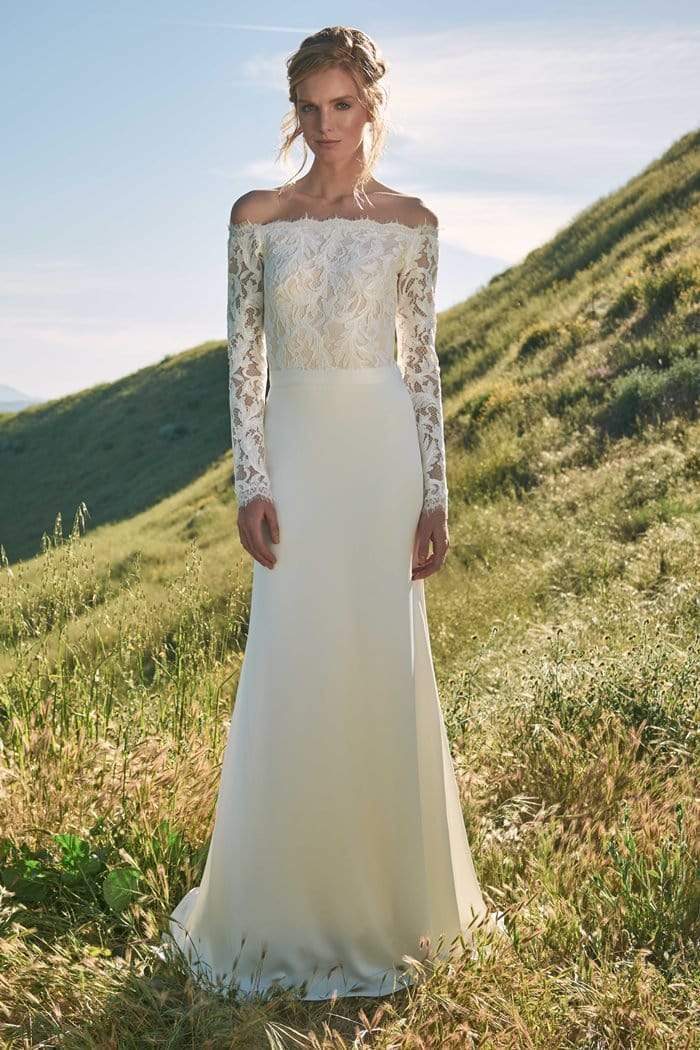 Tadashi Shoji Scalloped Lace Bodice Off Shoulder Gown – Couture