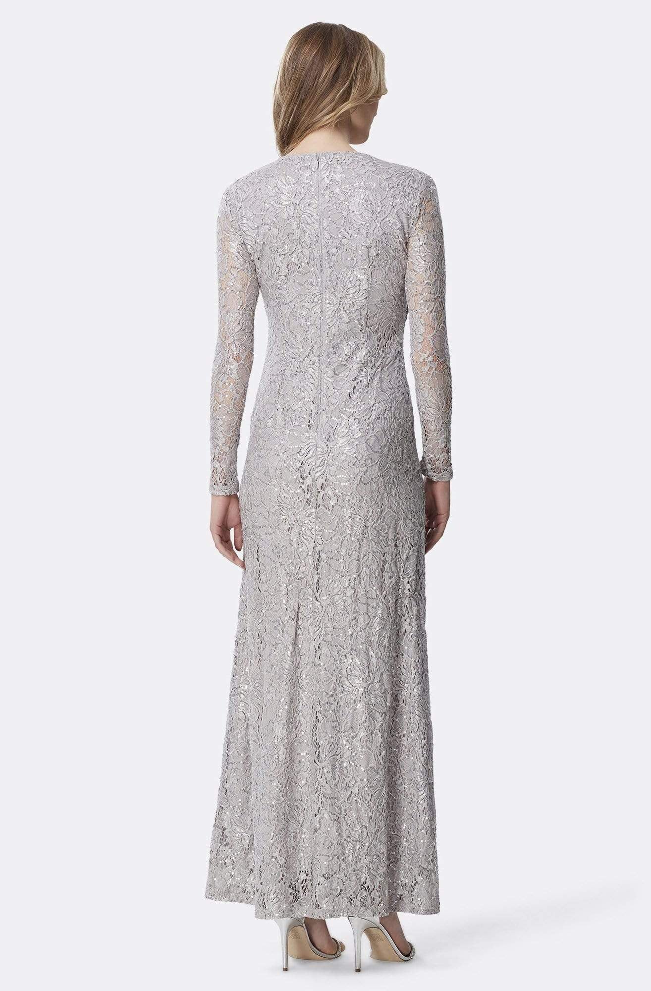 Tahari ASL - TLMU9KE769 Embellished Long Sleeve V-neck Sheath Dress Couture Candy Tahari ASL - TLMU9KE769 Embellished Long Sleeve V-neck Sheath Dress Couture Candy