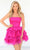 Tarik Ediz - 51090 Strapless Feather-Trimmed Dress Special Occasion Dress 0 / Fuchsia