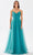 Tarik Ediz 52078 - V-Neck Ruched A-Line Prom Gown Prom Dresses 00 / Nile Green