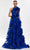Tarik Ediz 52145 - Ruffled Embellished Evening Gown Special Occasion Dress 00 / Royal Blue