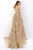 Tarik Ediz - 93943 Deep V-neck Layered A-line Dress Evening Dresses