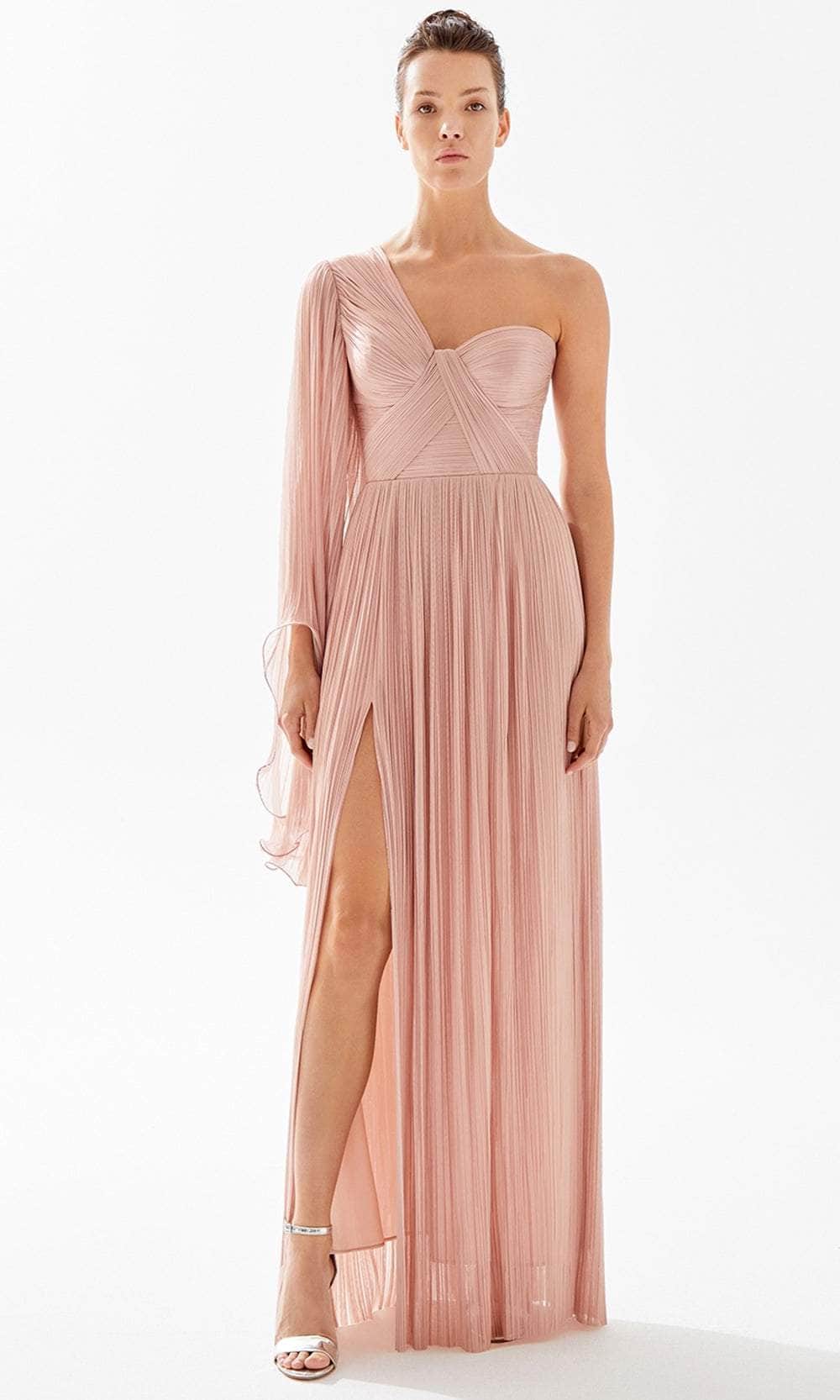 Tarik Ediz 98250 - Ruched Asymmetric Evening Dress Couture Candy Tarik Ediz 98250 - Ruched Asymmetric Evening Dress Couture Candy