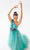 Tarik Ediz 98275 - Floral Appliqued Asymmetric Evening Dress In Green
