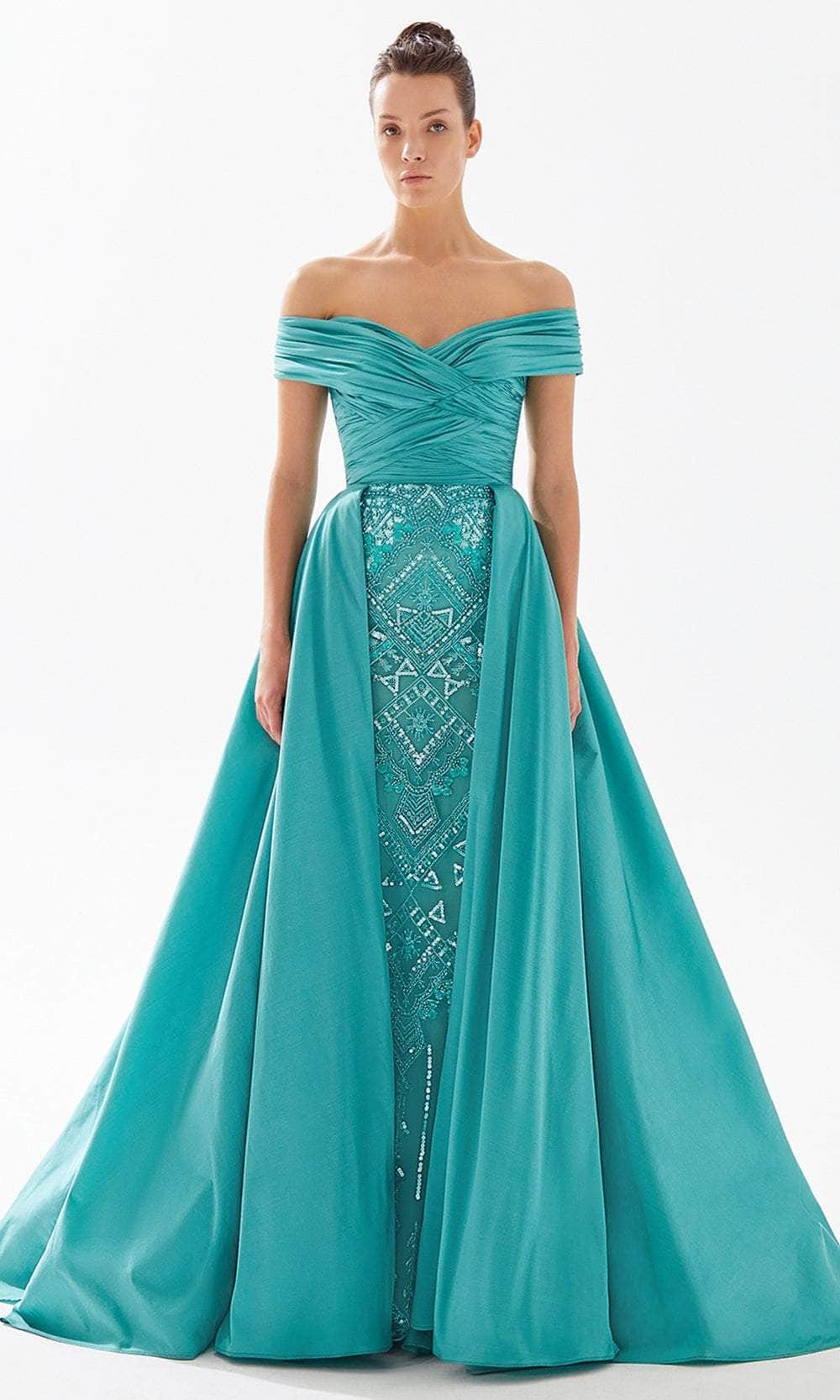 Tarik Ediz 98333 - Beaded Off-Shoulder Evening Gown Couture Candy Tarik Ediz 98333 - Beaded Off-Shoulder Evening Gown Couture Candy