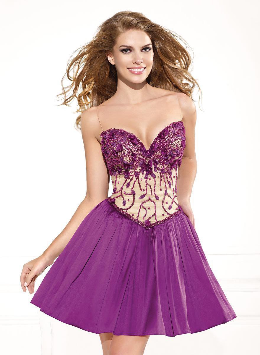 tarik ediz short dresses Tarik Ediz 53160 Crepe Strapless Ruched Fitted Short Dress