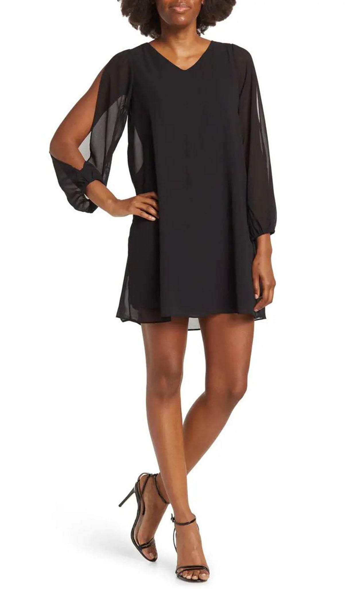 Tash + Sophie T6464 - Split Sleeve Short Chiffon Dress Tash + Sophie T6464 - Split Sleeve Short Chiffon Dress