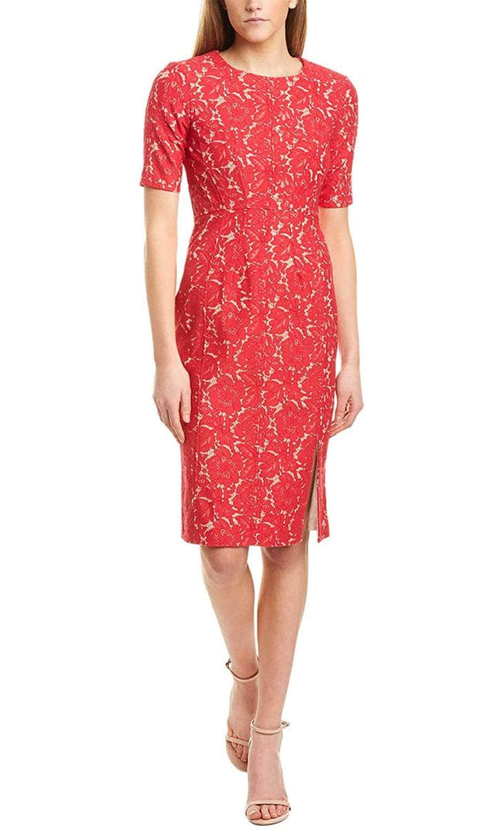 Taylor 1823M - Jewel Neck Short Sleeved Fitted Knee Length Dress Couture Candy Taylor 1823M - Jewel Neck Short Sleeved Fitted Knee Length Dress Couture Candy
