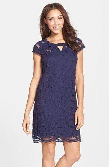 Taylor - 5448M Floral Lace Cutout Dress Special Occasion Dress 2 / Navy