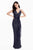 Terani Couture - 1821E7111 Sequin Ornate Sashed Long Evening Gown Special Occasion Dress 0 / Midnight