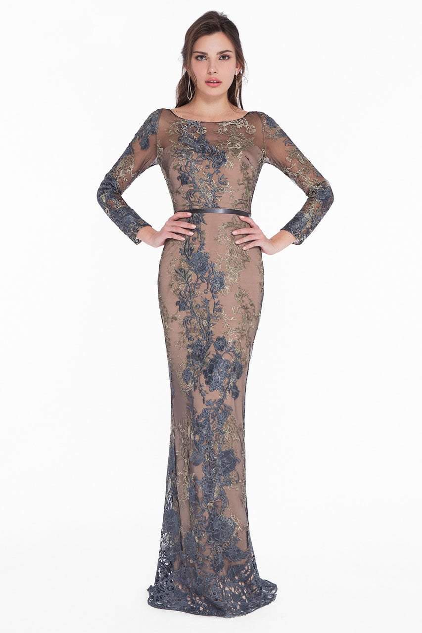 metallic lace sheath dress Terani Couture